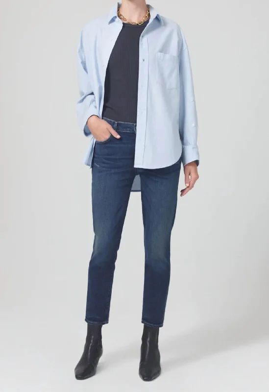 Ella Mid Rise Slim Crop Jean In Organic Sky Lantern