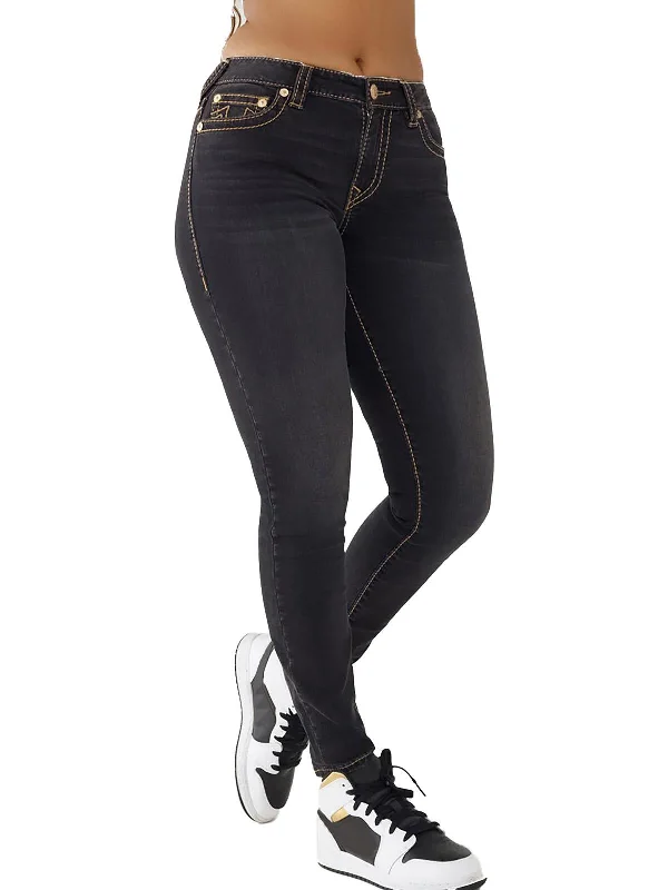 Halle Womens Mid-Rise Stretch Skinny Jeans