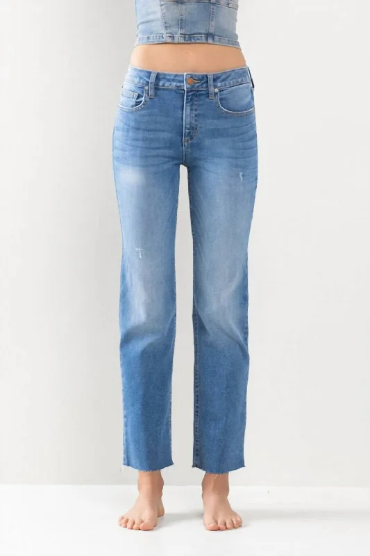 Jenna Cropped Raw Hem Jeans In Light Wash