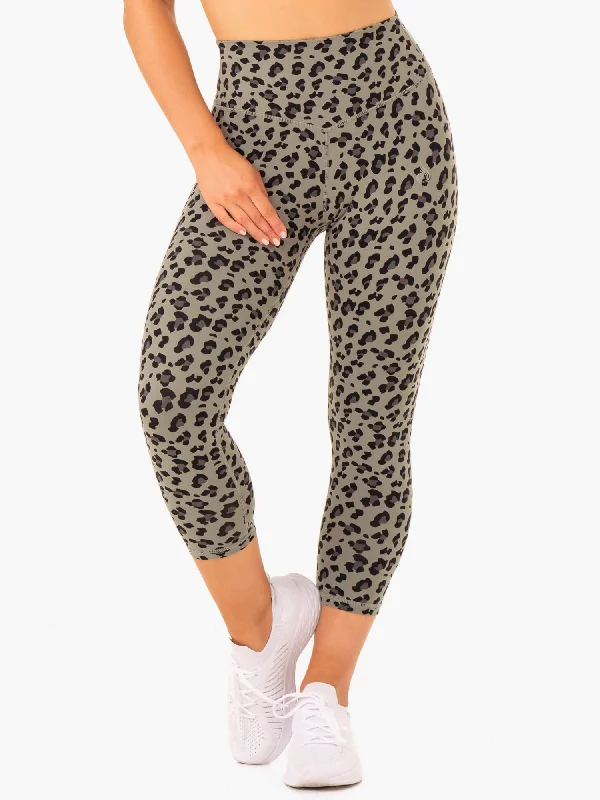 Hybrid 7/8 Leggings - Khaki Leopard