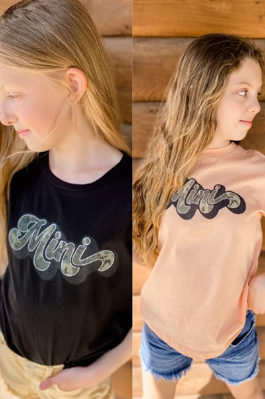 Mini- KIDS Groovy Camo {Black & Peach} Graphic Tee