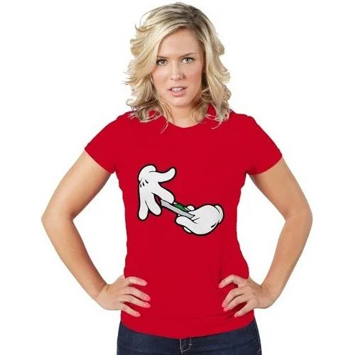 Womens Cartoon Hands Roll Joint T-shirt