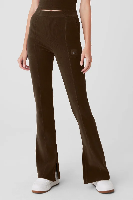 Micro Corduroy High-Waist Winter Break Flare Pant - Espresso