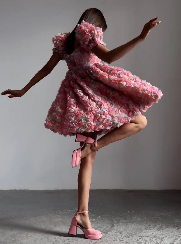 Romantic Pink Floral Mini Dress