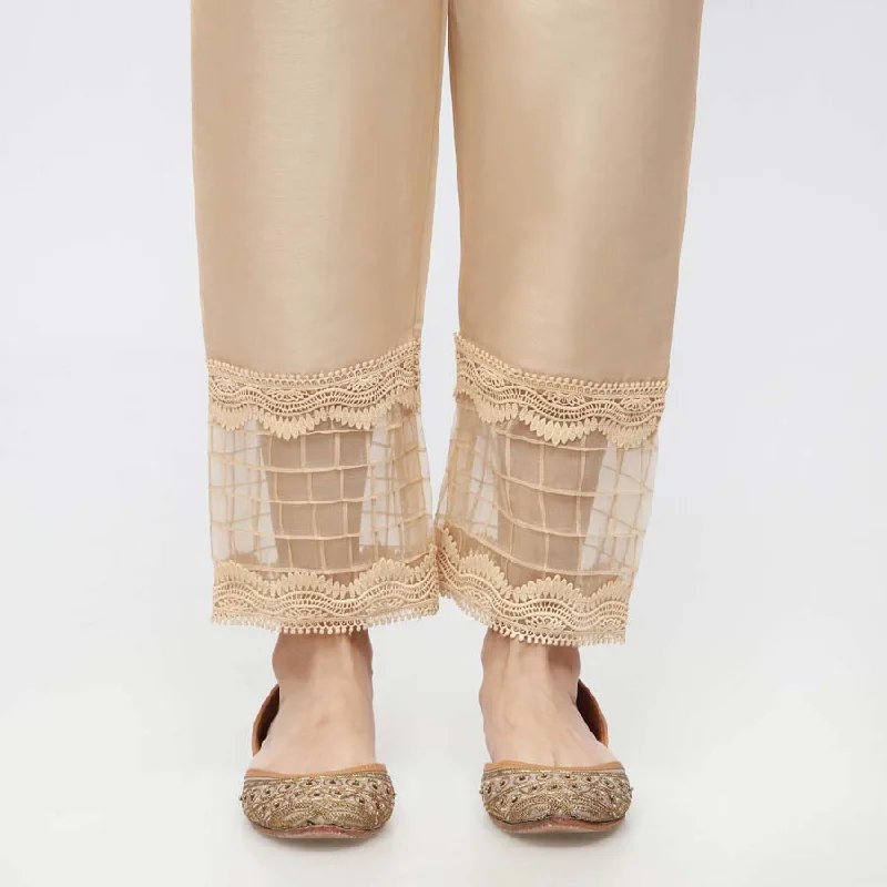 Beige Laced Cambric Slim Fit Trouser PW3626