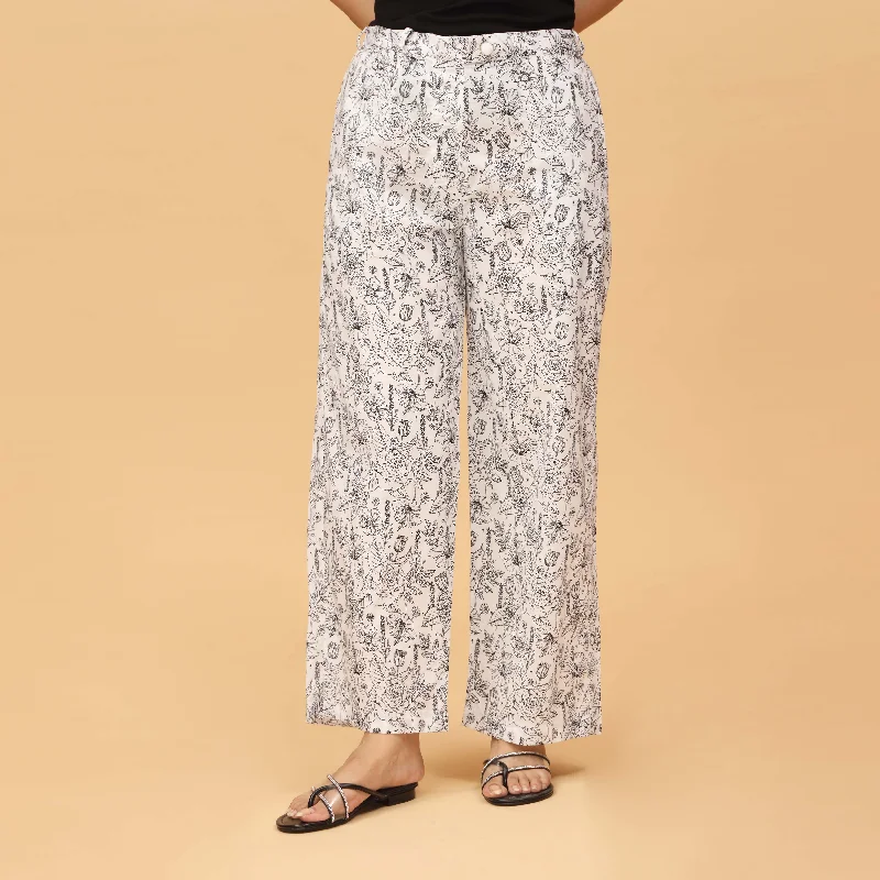 Black Straight Fit Cambric Printed Trouser PS4587