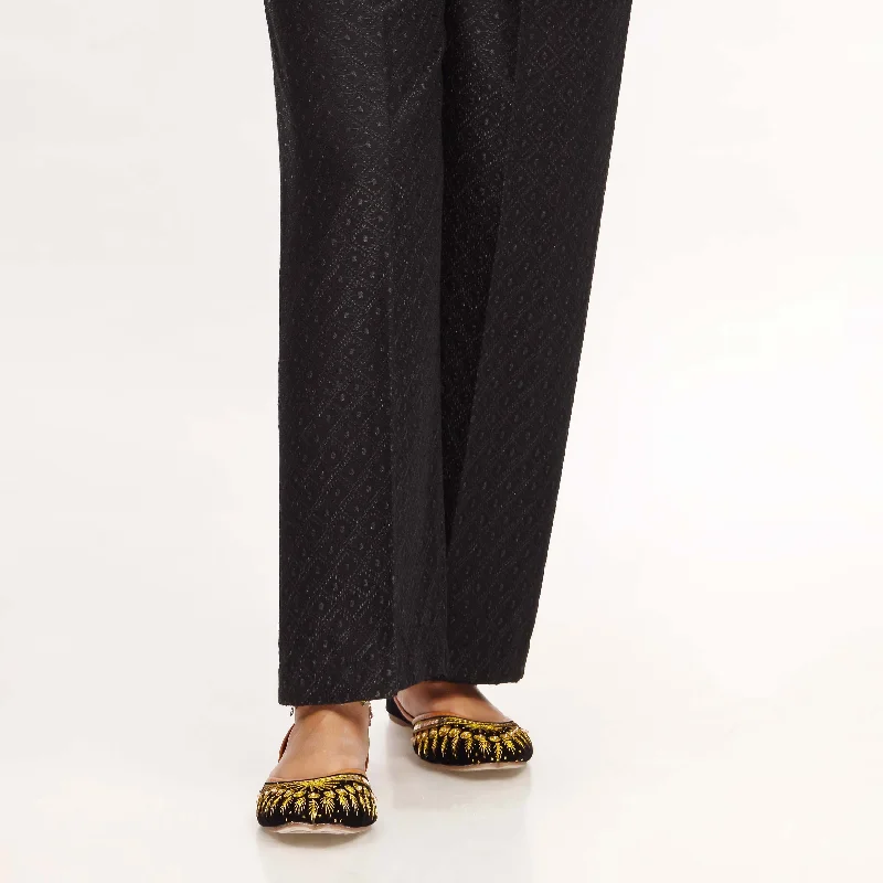 Black Straight Fit Chikan Embellished Trouser PL4053