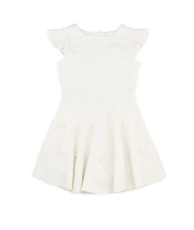 By Debra Girls Ivory Boucle 3 Tier Dress