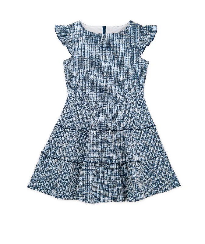 By Debra Girls Navy Plaid 3 Tier Dress