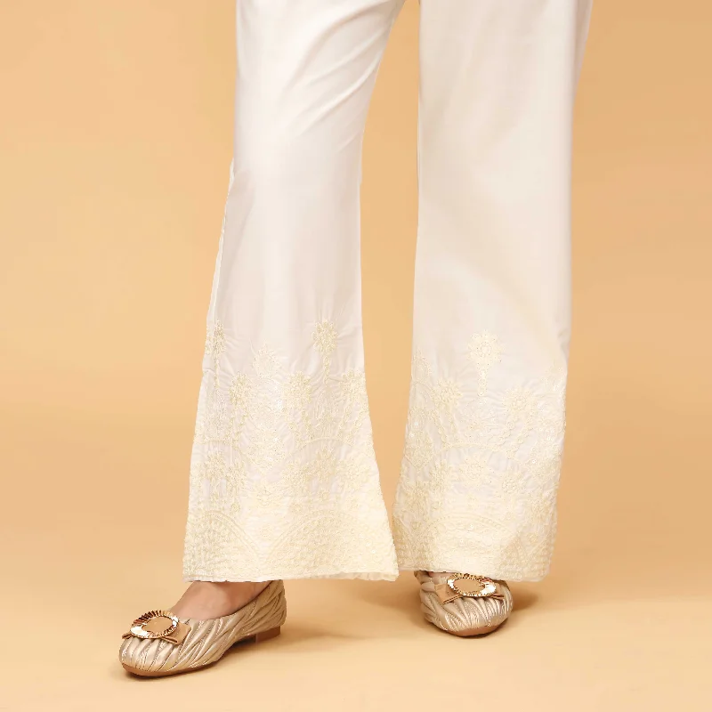 Cream Straight Fit Embellished Cambric Trouser PS4571