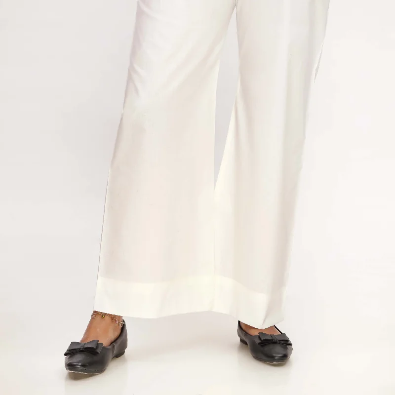 Cream Straight Fit Cambric Plain Trouser PS4596