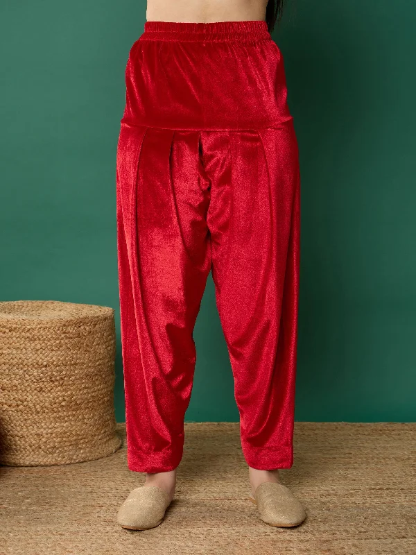 Girl Red Velvet Salwar Pants