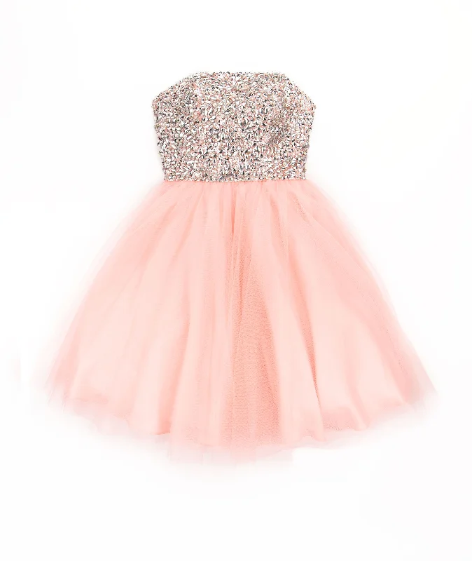 Jovani Juniors Blush Ulla Crystal Tulle Dress