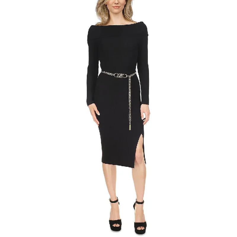 Michael Kors Womens Ribbed Wool Bodycon Dress