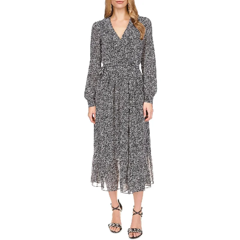 MICHAEL Michael Kors Womens Chiffon Giraffe Print Wrap Dress