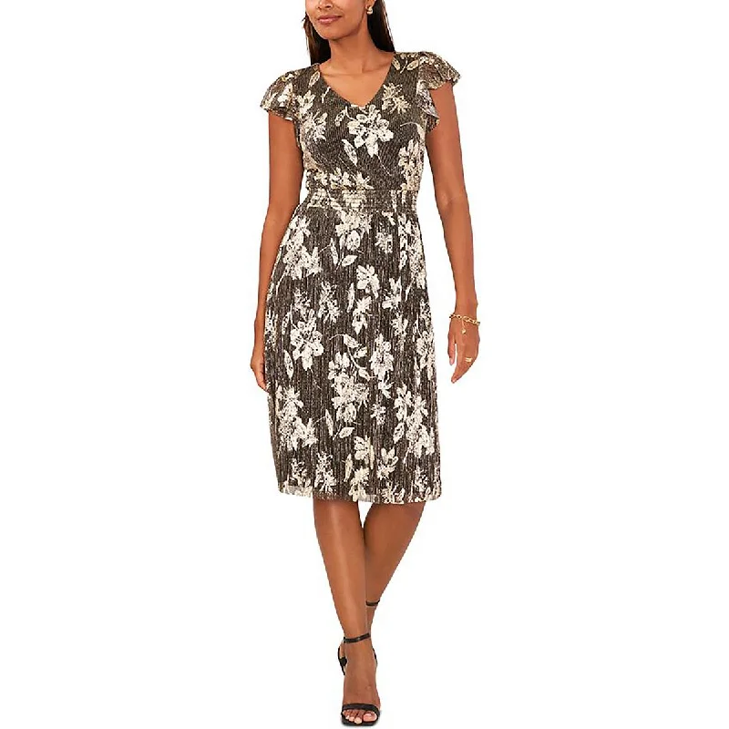 MSK Womens Petites Metallic Floral Evening Dress