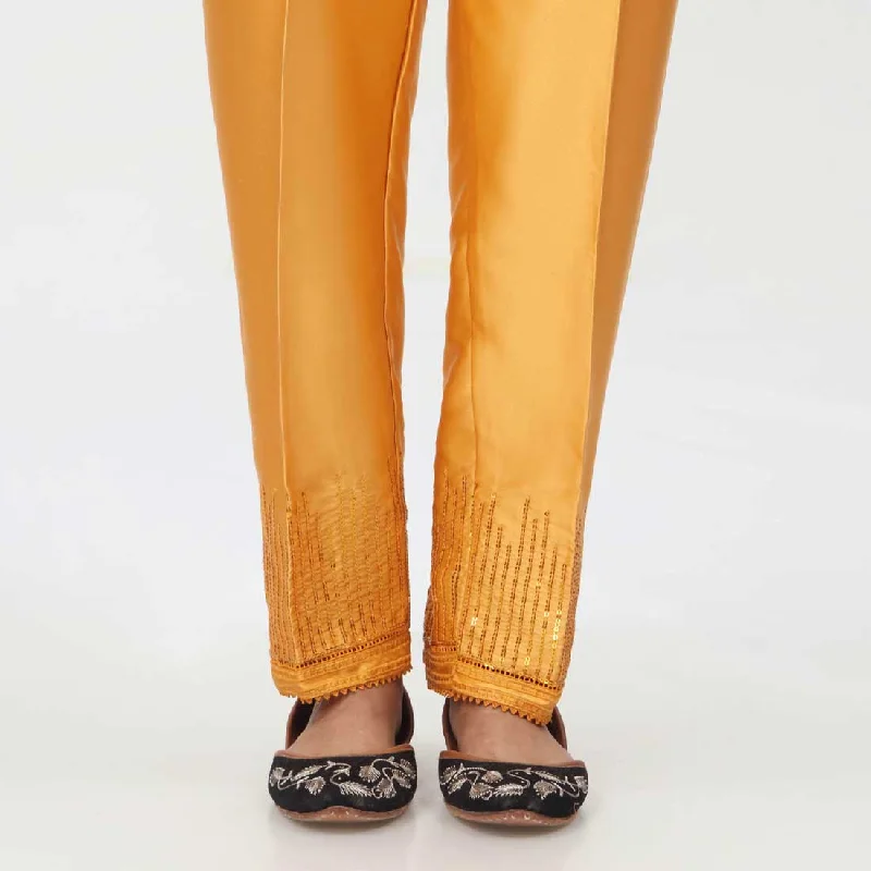 Mustard Embroidered Shamoz Silk Trouser PW3693