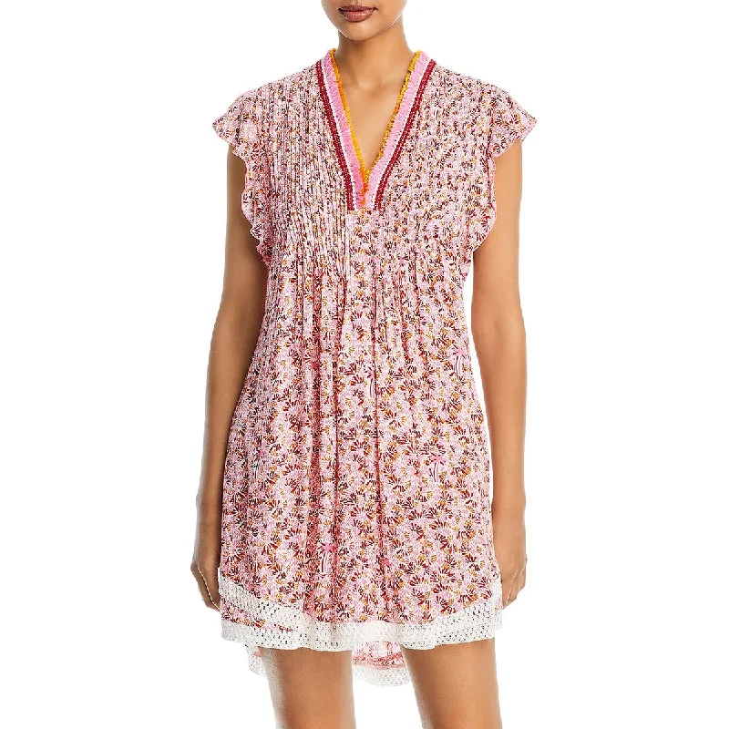 Poupette St Barth Womens Floral Print Mini Mini Dress