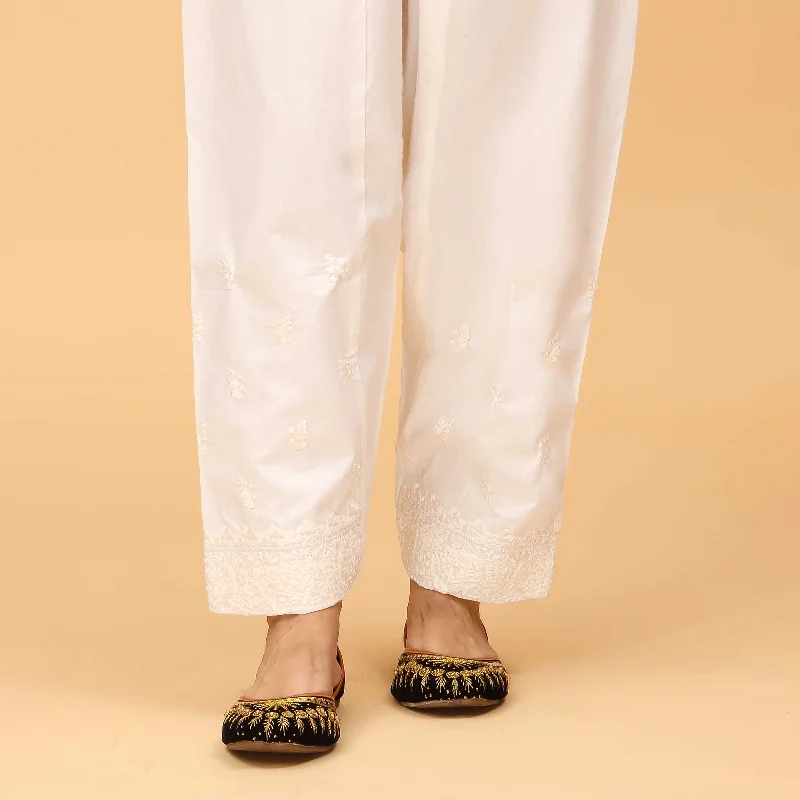 White Embellished Cambric Shalwar PS4512